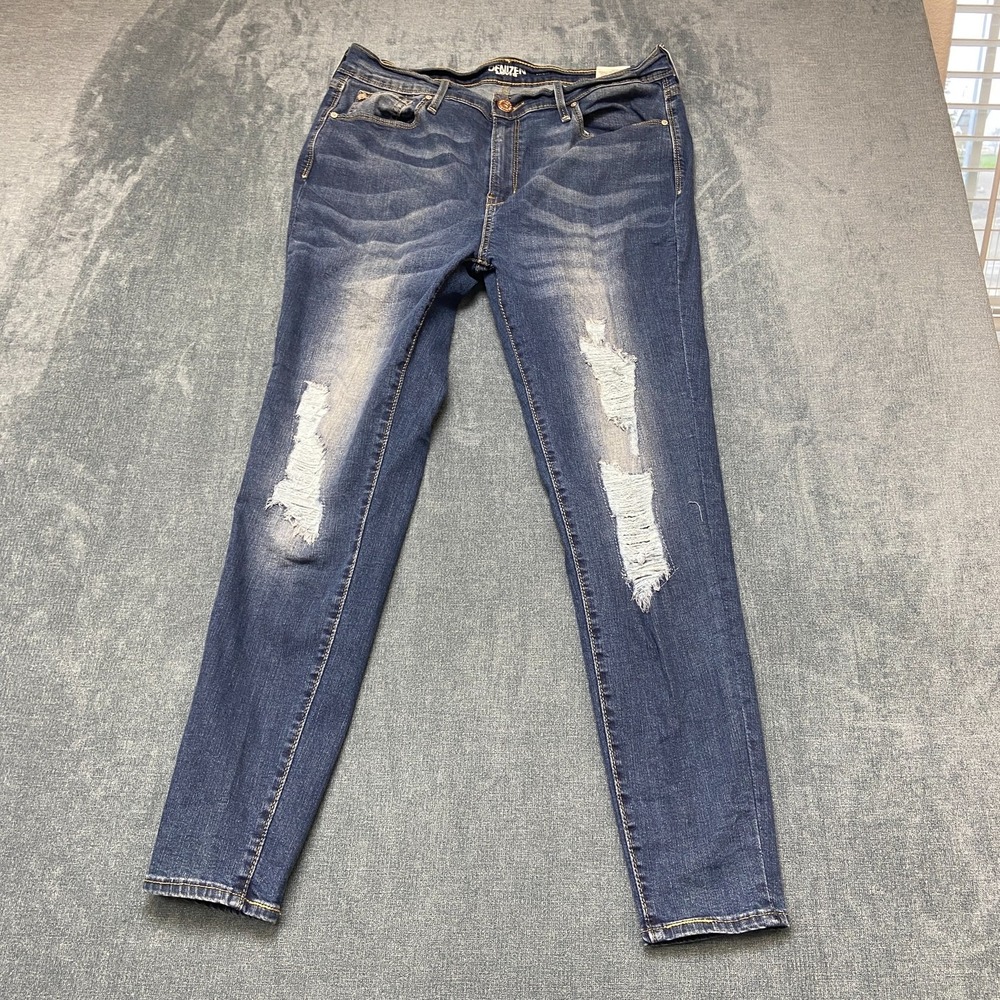Denizen From Levi's Jeans Womens 15-32 Blue Denim Distressed High Rise Jegging